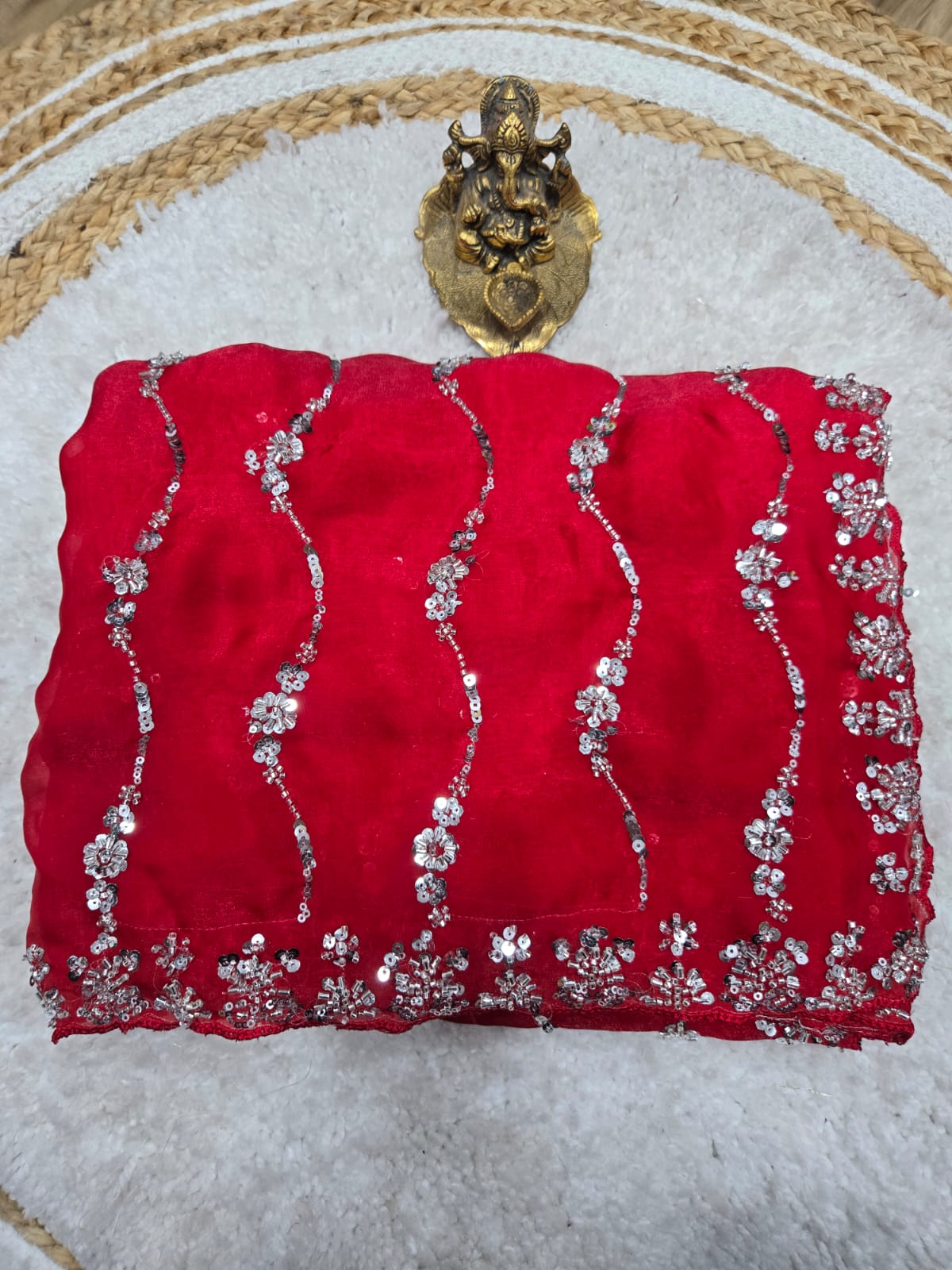 Premium Space Silk Saree with Original Beads Work