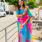 Premium Shibori Paint Chiffon Saree with Heavy Coding