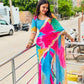 Premium Shibori Paint Chiffon Saree with Heavy Coding