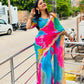 Premium Shibori Paint Chiffon Saree with Heavy Coding