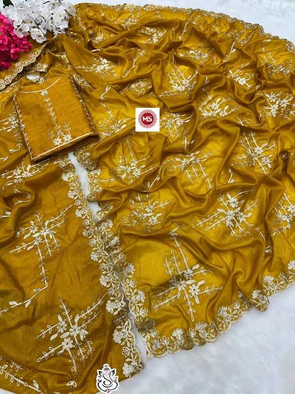 Premium Soft Star Georgette Saree with Full C Pallu