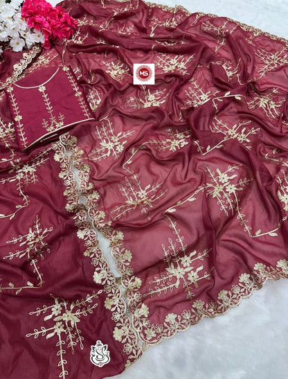 Premium Soft Star Georgette Saree with Full C Pallu