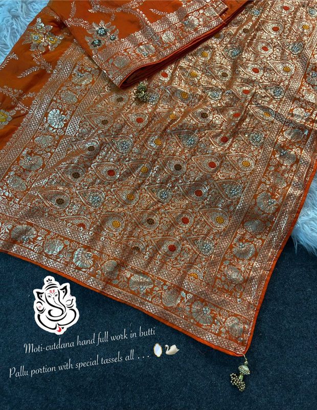 Pure Dola Silk Designer Saree with Cutdana–Moti Handwork
