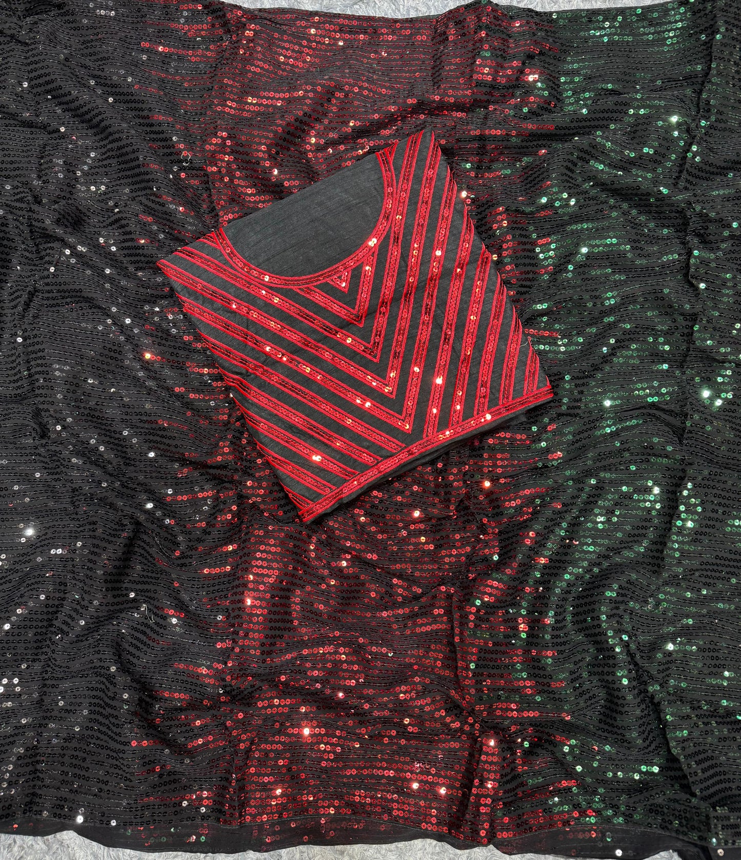 Heavy Georgette Saree with Multicolour Sequins Embroidery