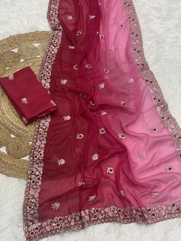 Designer Chocolate Padded Saree with Resham–Jari