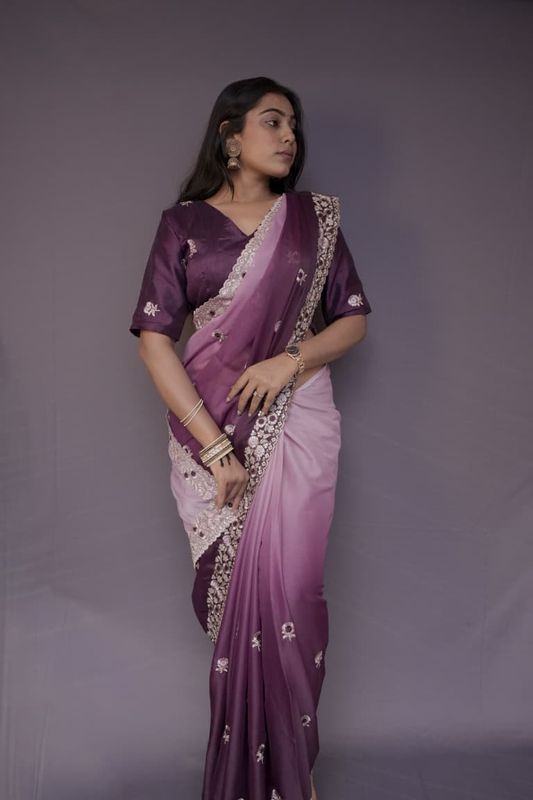 Designer Chocolate Padded Saree with Resham–Jari
