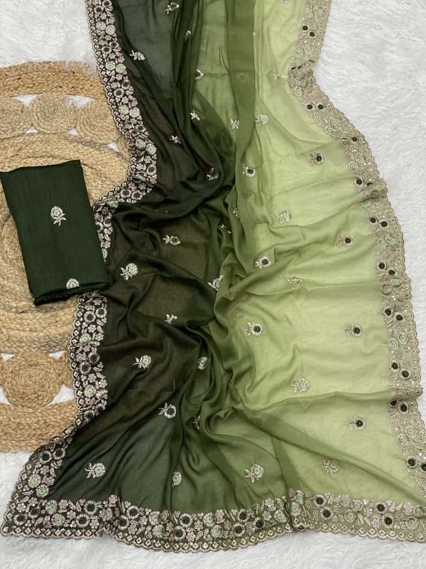 Designer Chocolate Padded Saree with Resham–Jari