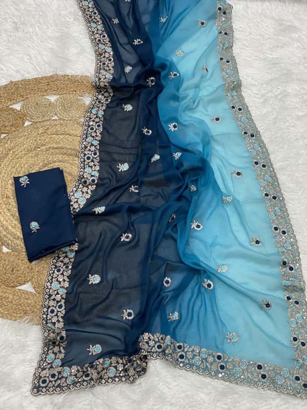 Designer Chocolate Padded Saree with Resham–Jari