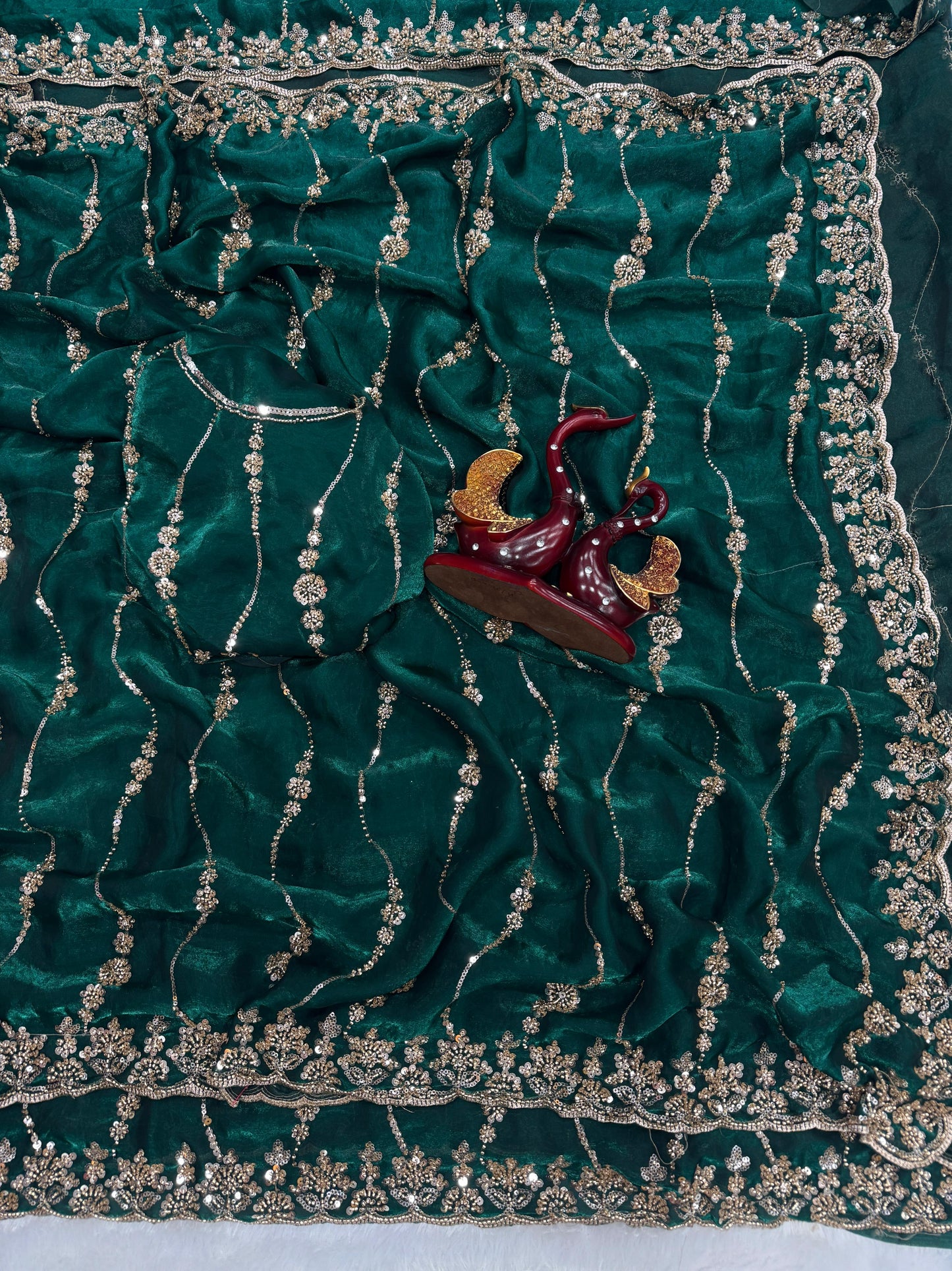 luxurious Space Silk Saree with Original Beads Work