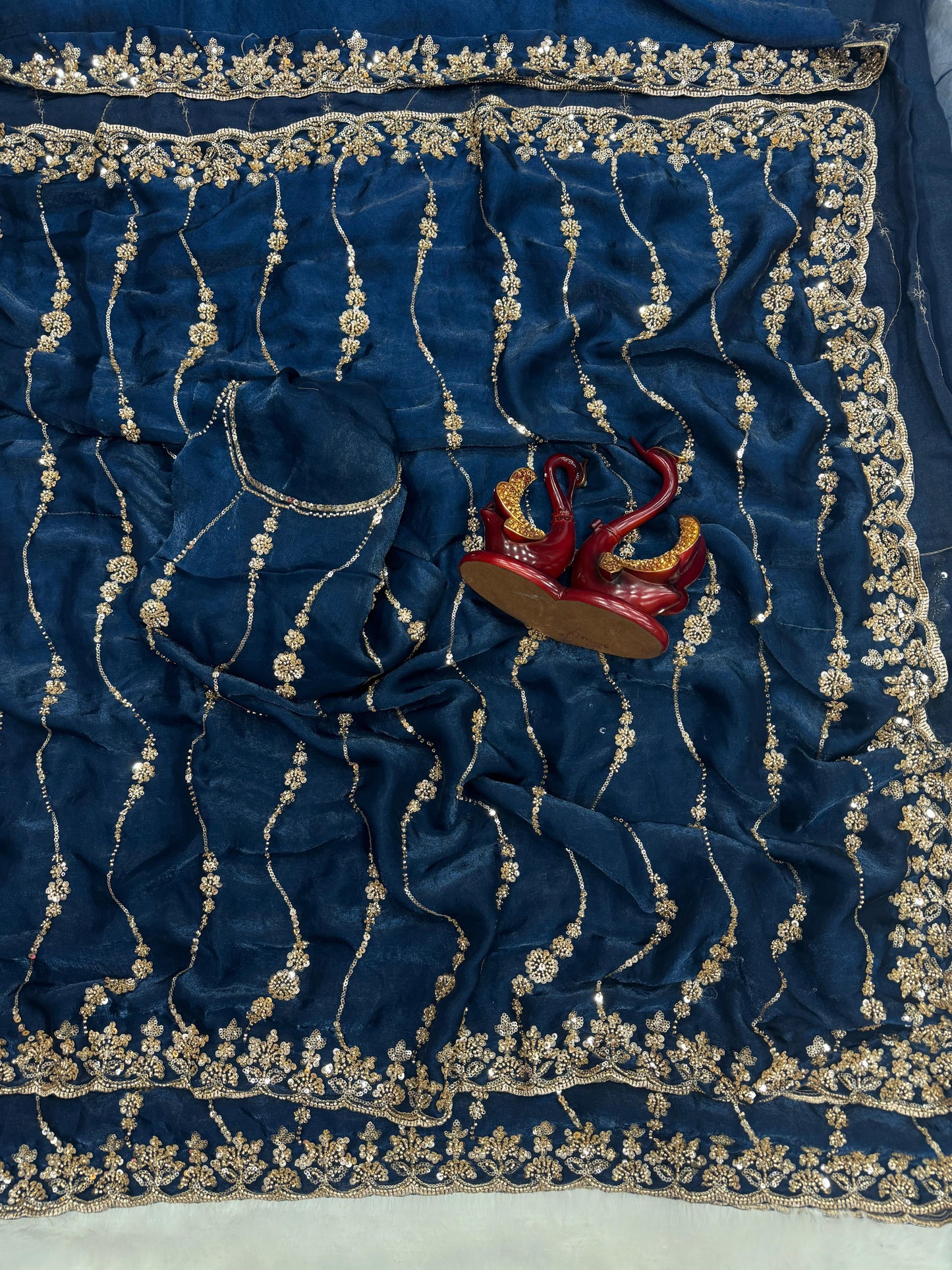 luxurious Space Silk Saree with Original Beads Work