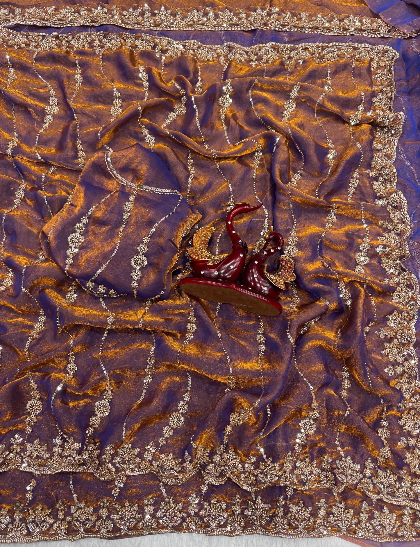 luxurious Space Silk Saree with Original Beads Work