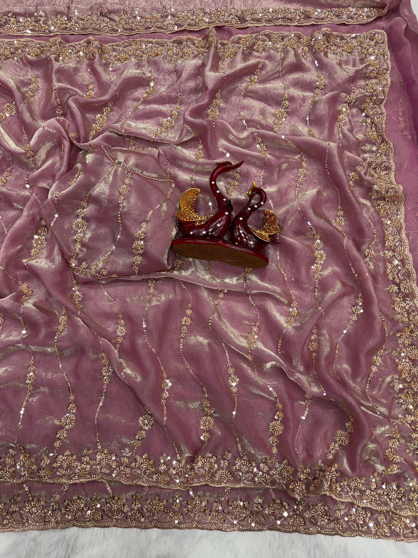 luxurious Space Silk Saree with Original Beads Work