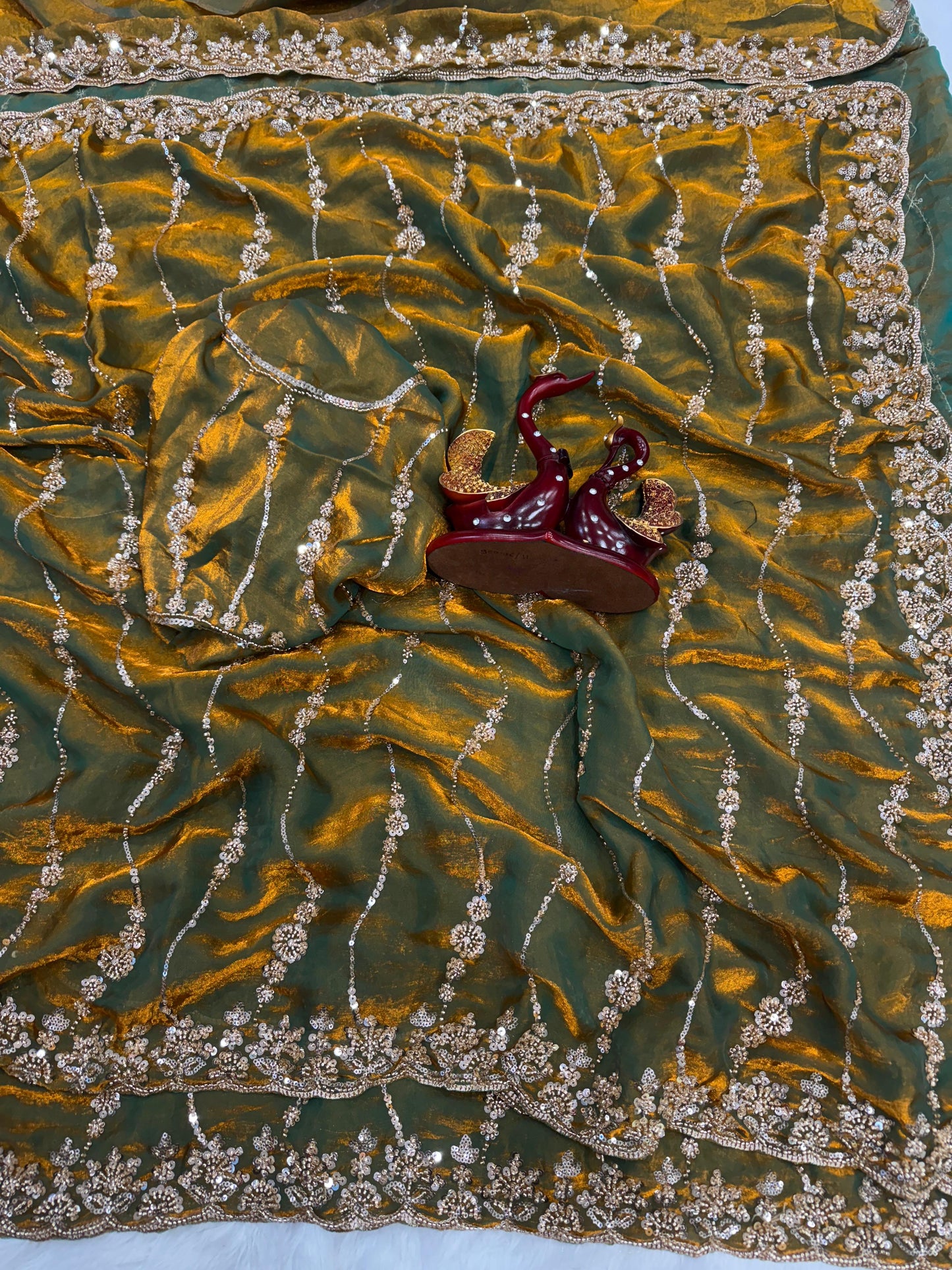 luxurious Space Silk Saree with Original Beads Work