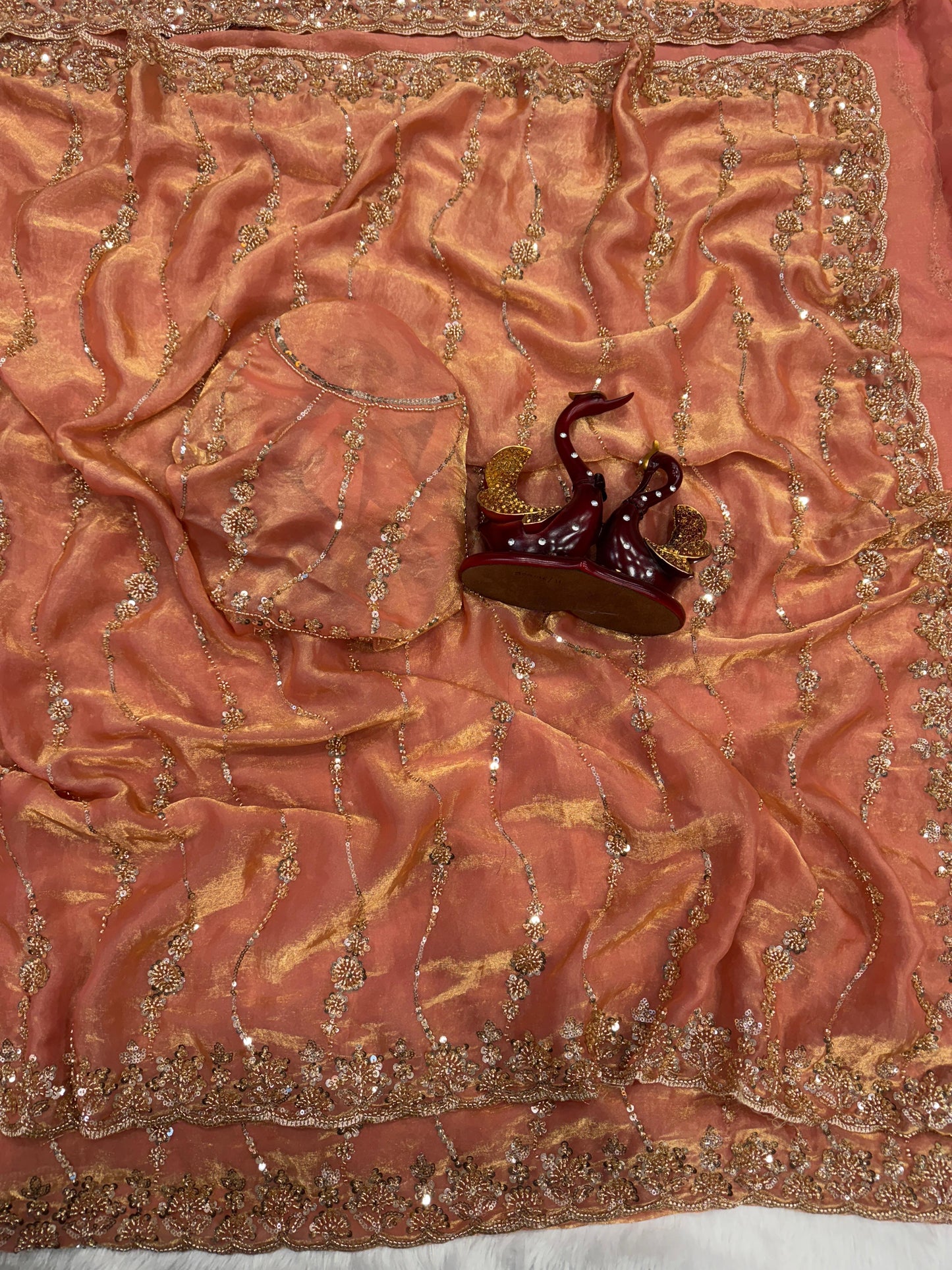 luxurious Space Silk Saree with Original Beads Work