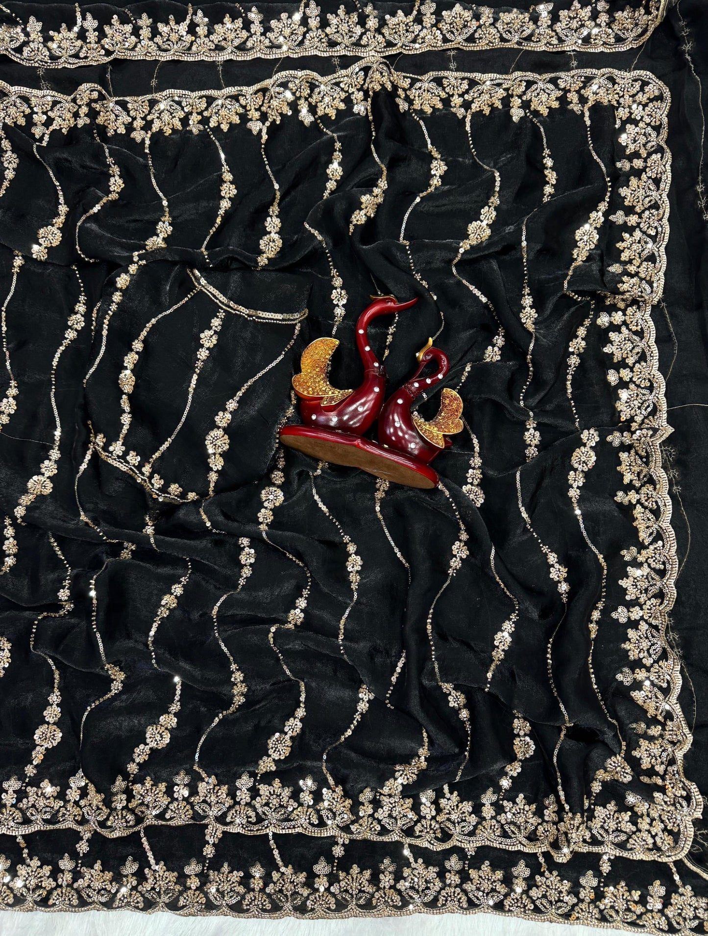 Premium Space Silk Saree with Original Beads Work