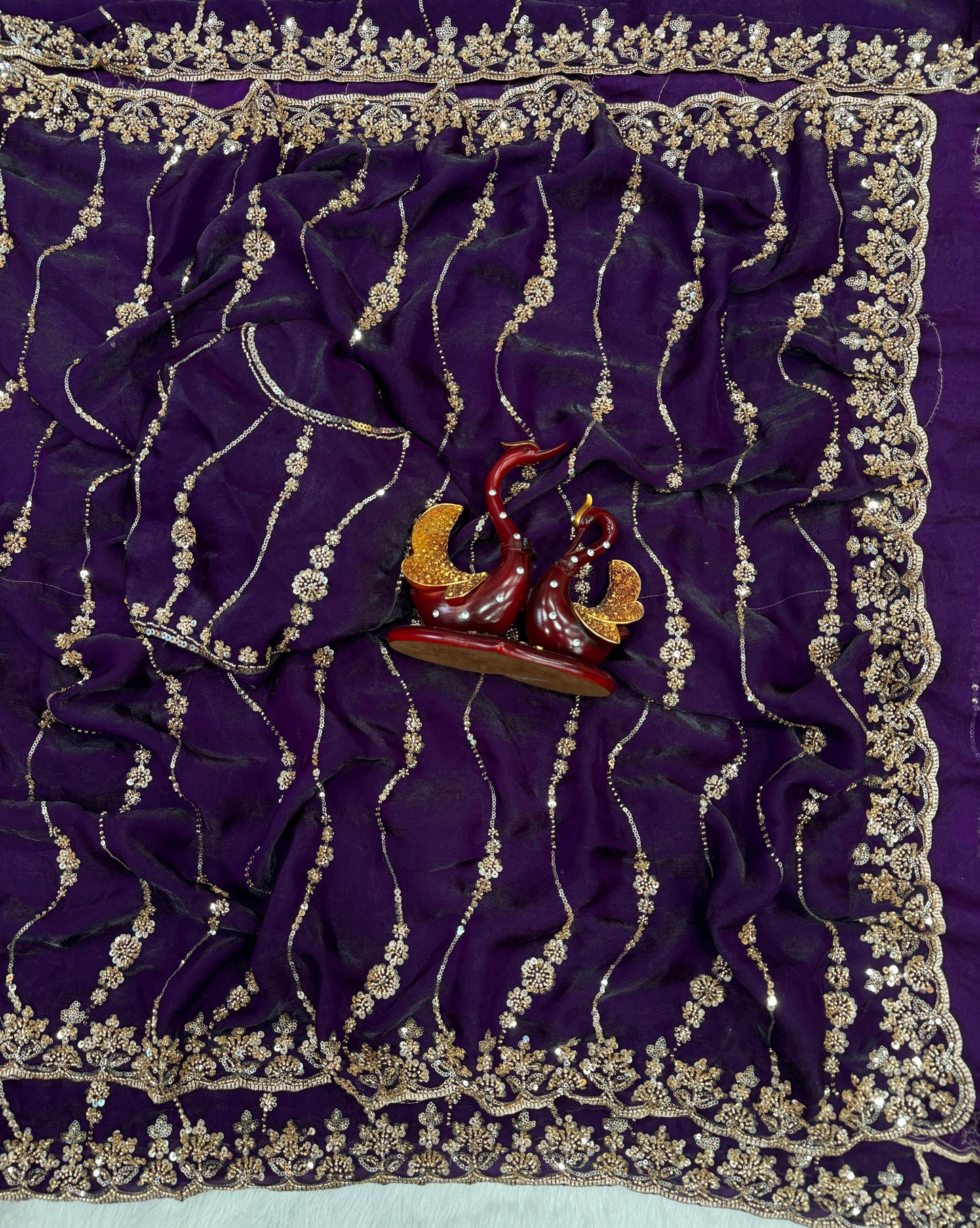 luxurious Space Silk Saree with Original Beads Work