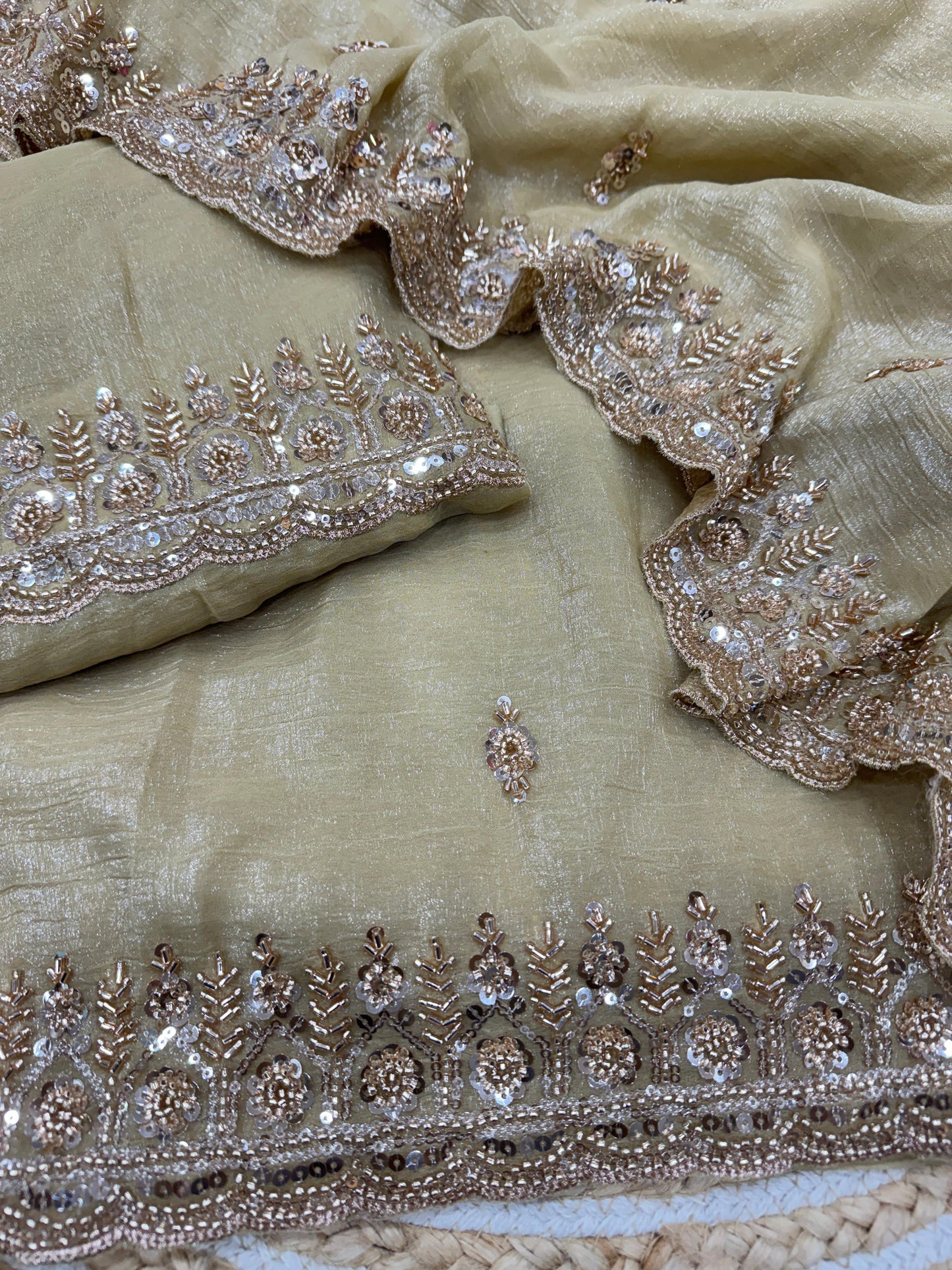 Premium Soft Crunchy Silk Saree Katdana & Sequins Handwork