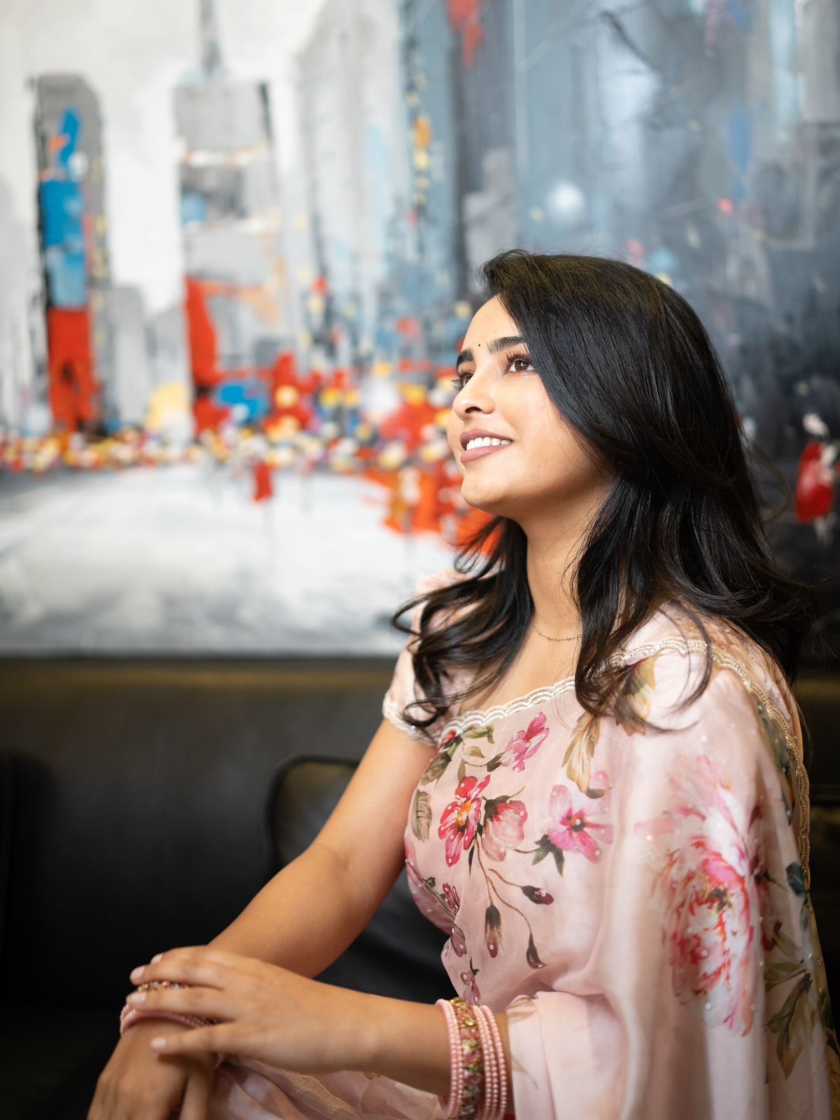 Soft Tebby Silk Saree Beautiful Floral Print with Beads & Katdana Handwork