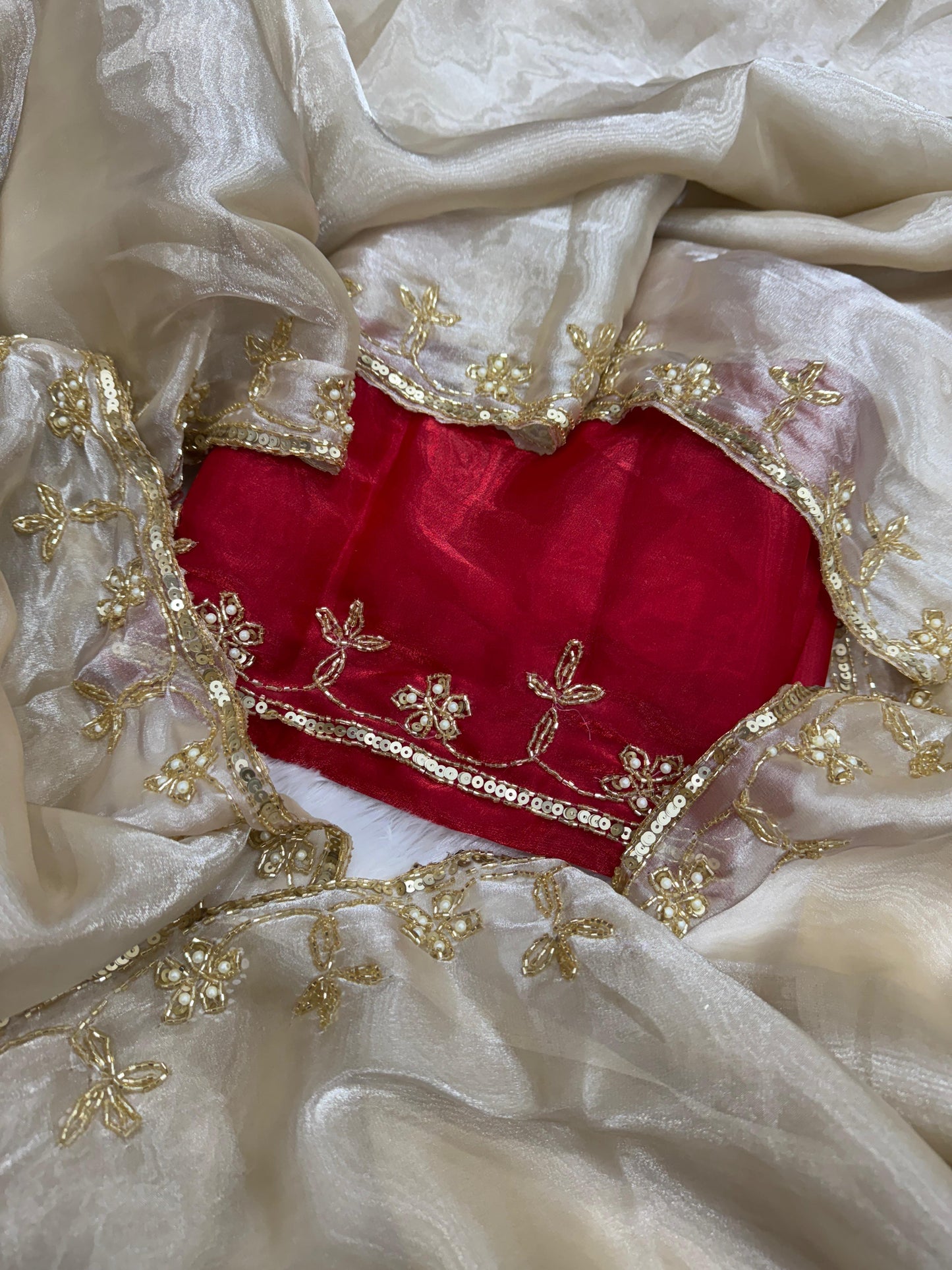 Premium Soft Jimmy Choo Saree Sequins & Katdana Handwork