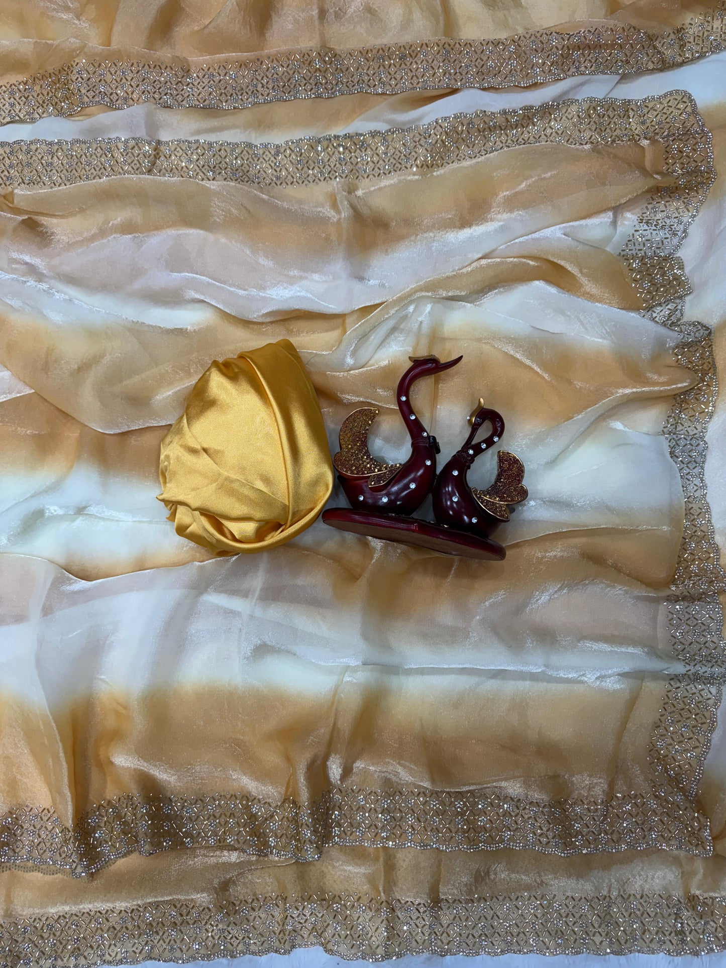 Space Silk Saree Original Jarkan Diamond Work Satin Silk Blouse