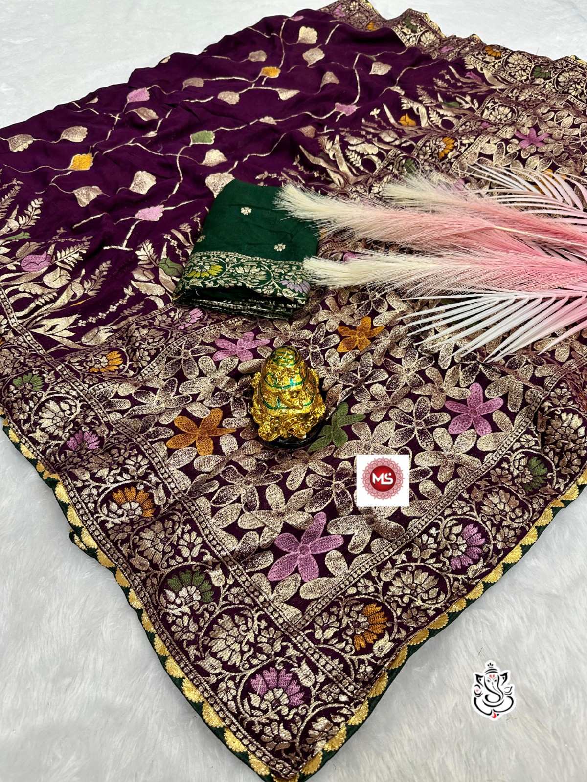 Rich Border Work Banarasi Meena Dola Silk Saree