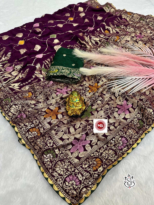 Rich Border Work Banarasi Meena Dola Silk Saree