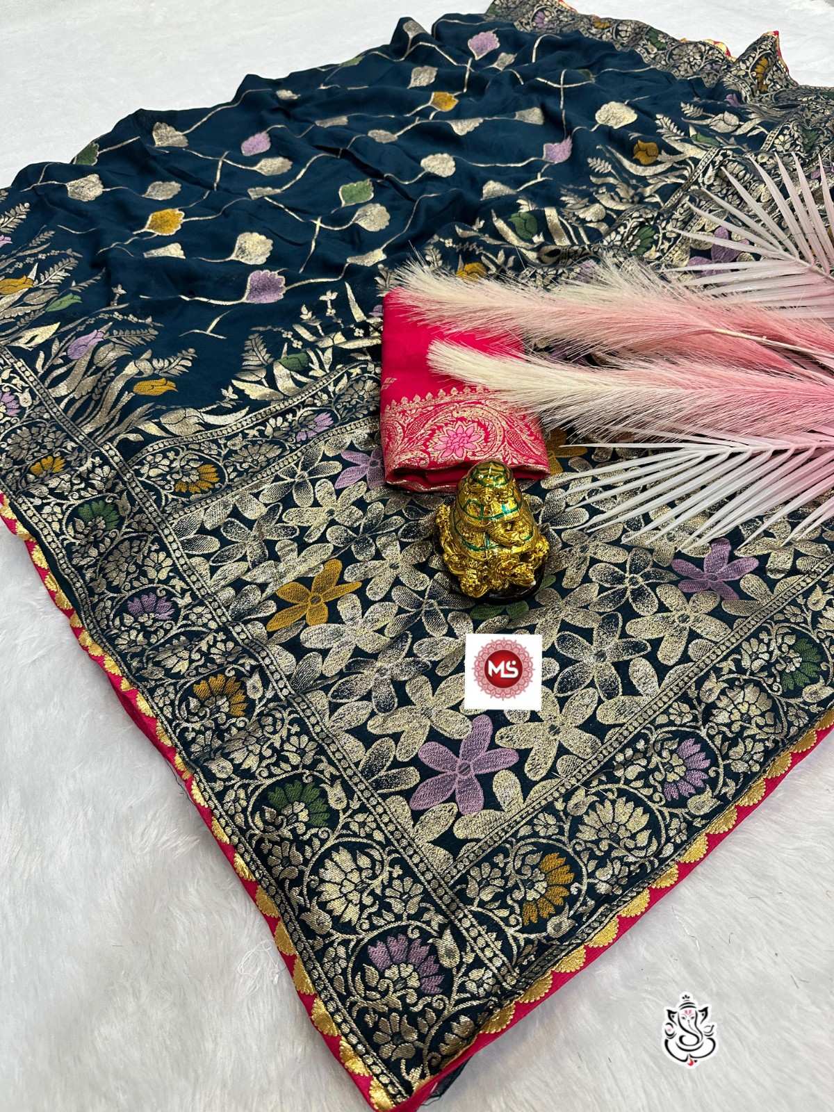 Rich Border Work Banarasi Meena Dola Silk Saree