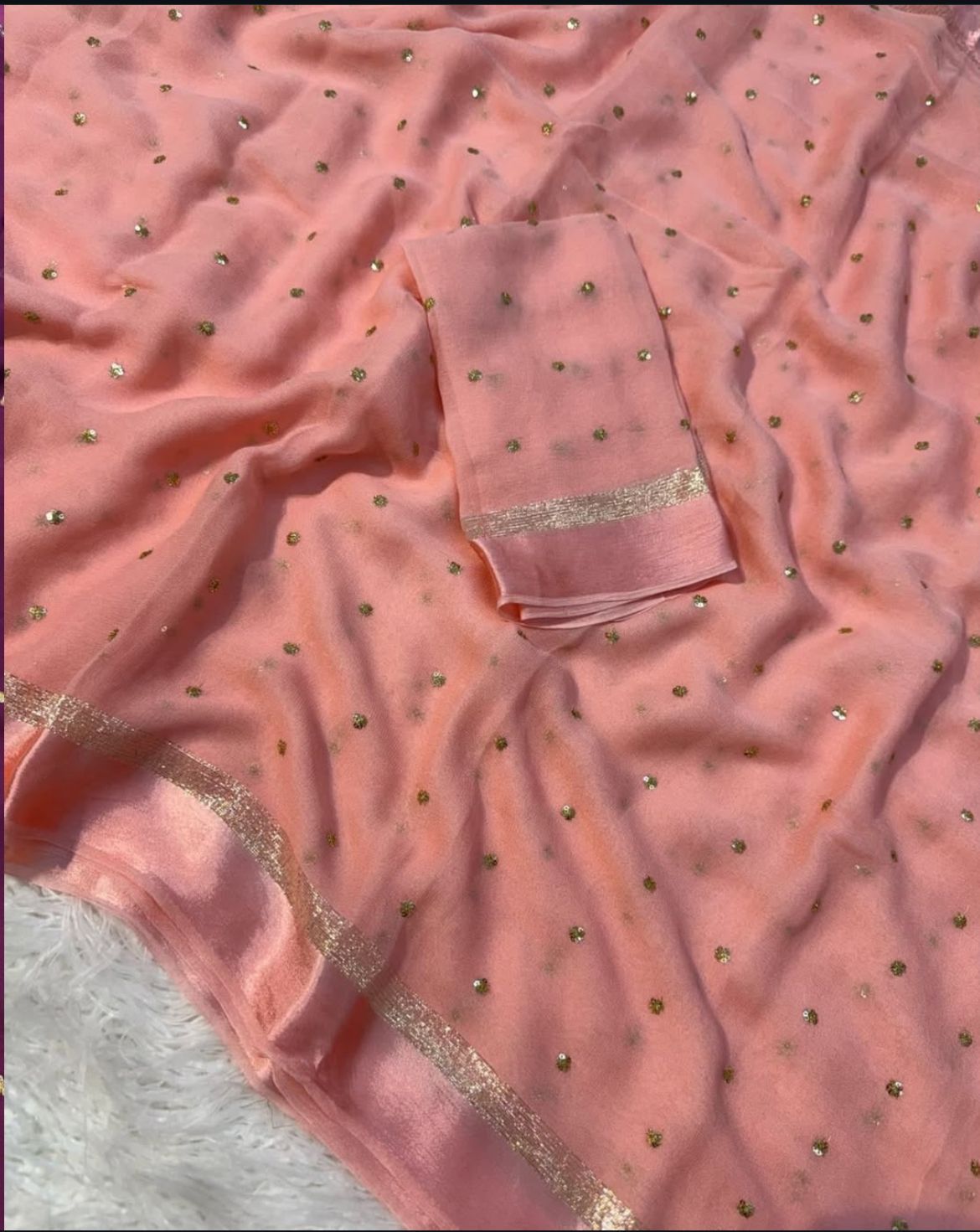 Premium Viscose Georgette Butti Sequence Work Saree