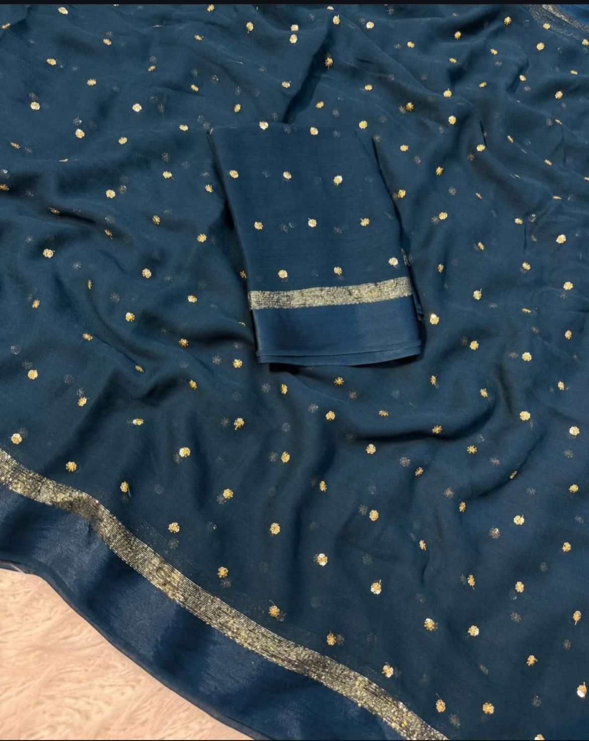 Premium Viscose Georgette Butti Sequence Work Saree