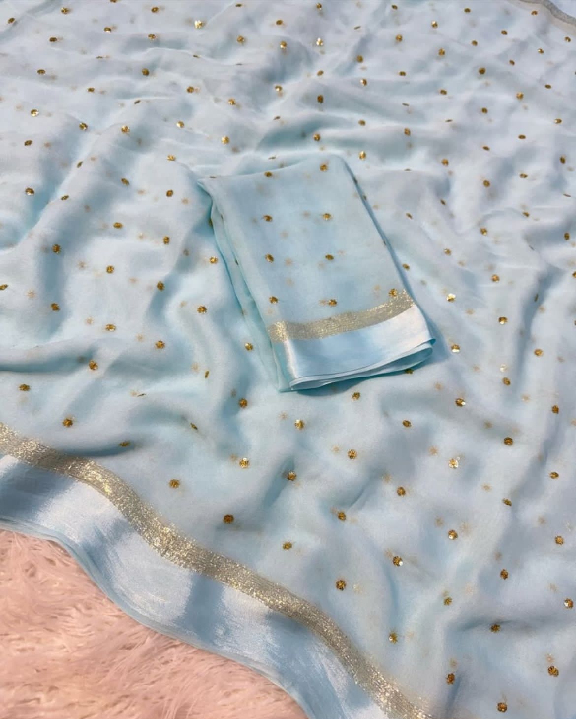 Premium Viscose Georgette Butti Sequence Work Saree