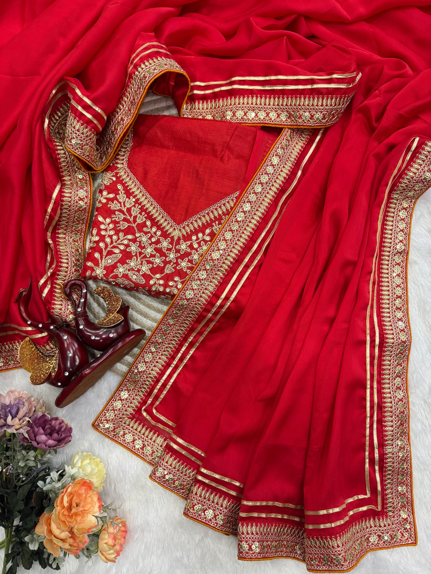 Luxury Rangoli Silk Saree With Sequins Embroidery