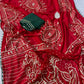 Vichitra Silk Bandhej Saree With Kacchi Gotapatti Work