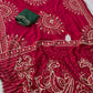 Vichitra Silk Bandhej Saree With Kacchi Gotapatti Work