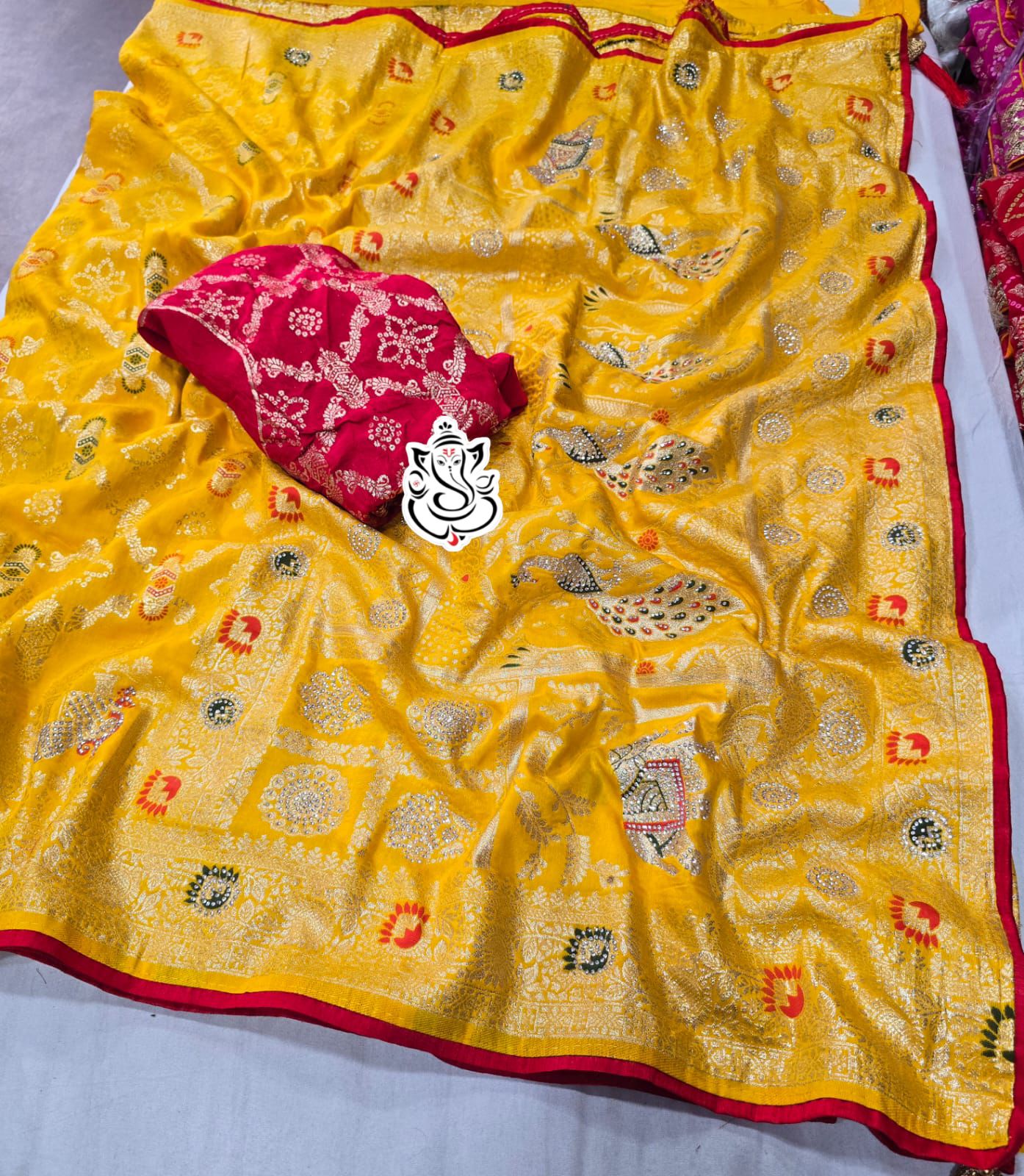 Pure Dola Viscose Meenakari Zecard Weaving Saree