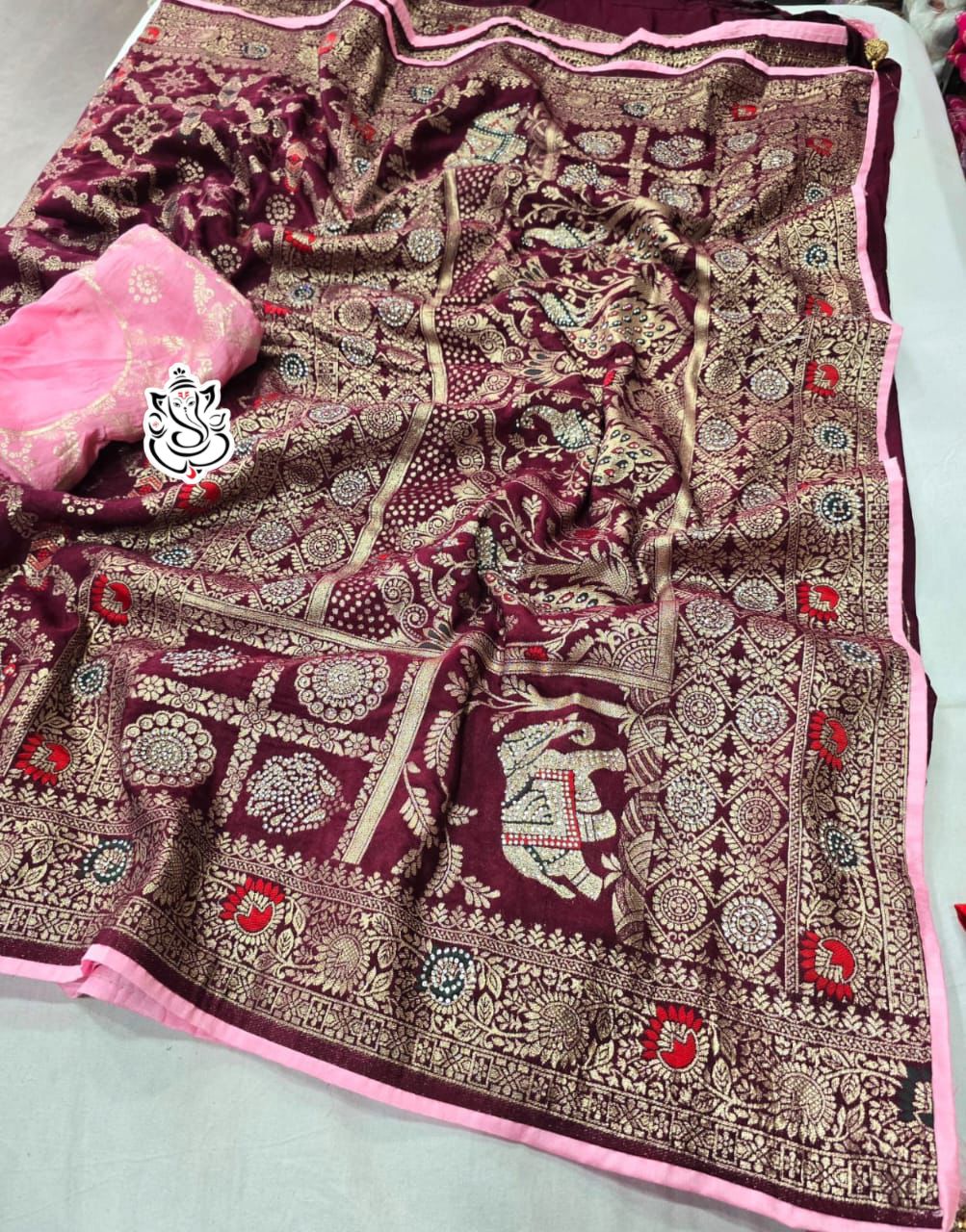 Pure Dola Viscose Meenakari Zecard Weaving Saree
