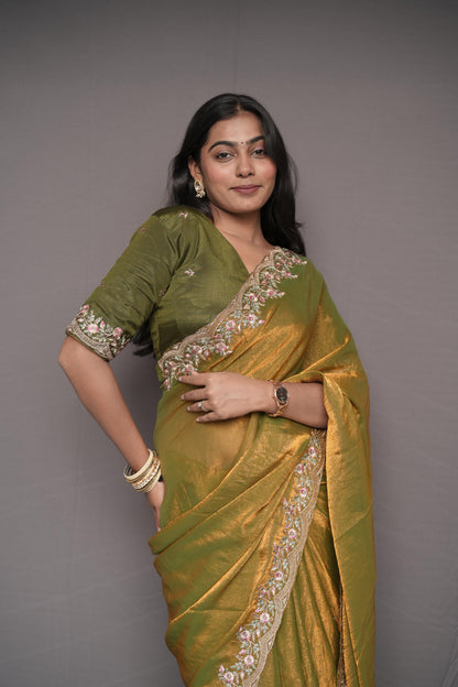 Premium Dual-Tone Fendy Chiffon Saree Set