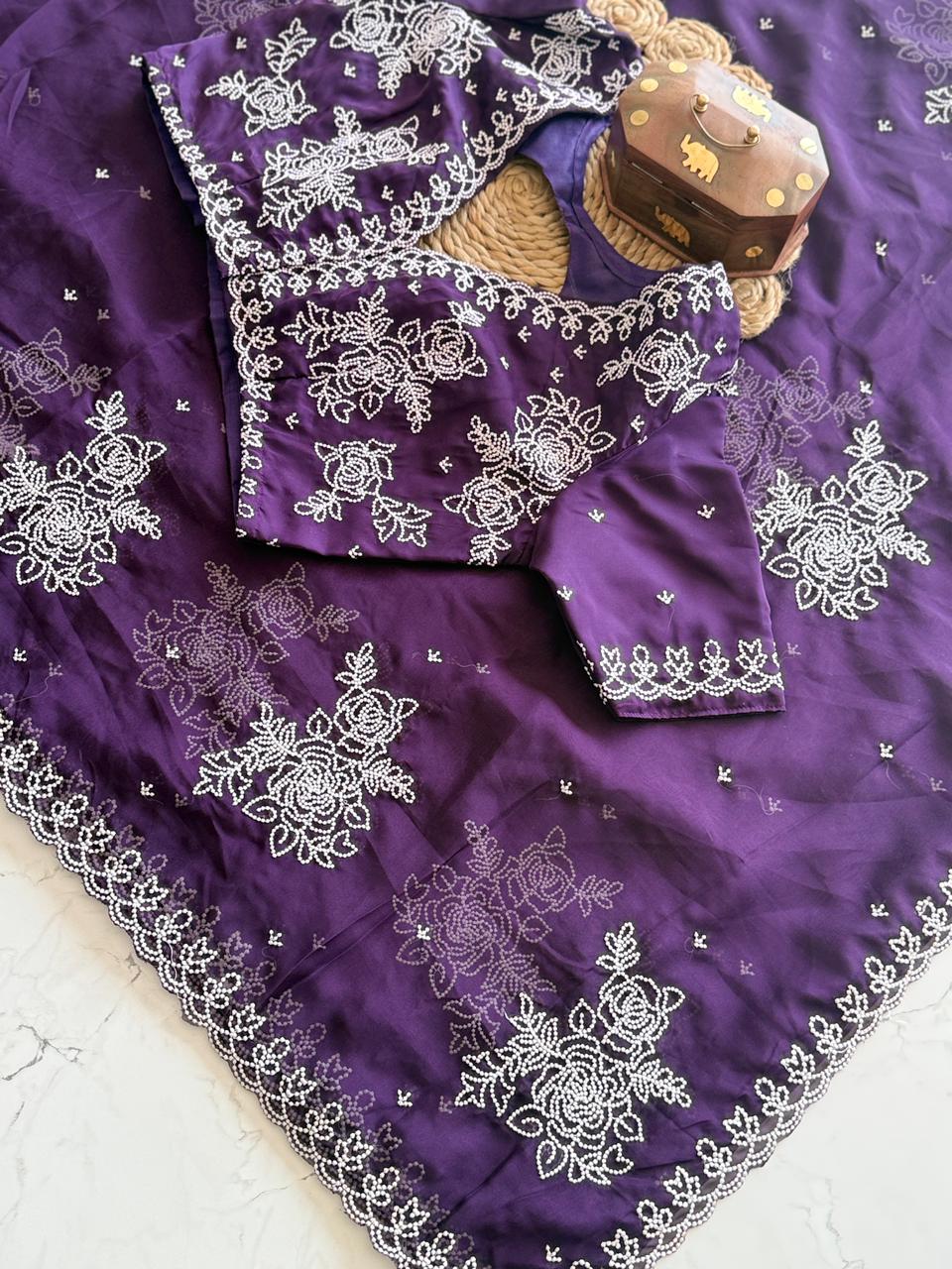 Soft Tebby Organza Saree With Multi-Thread Work