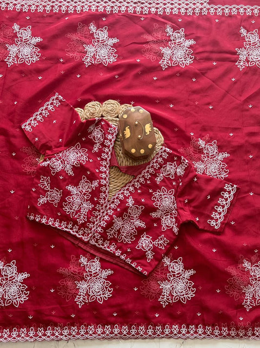 Soft Tebby Organza Saree With Multi-Thread Work