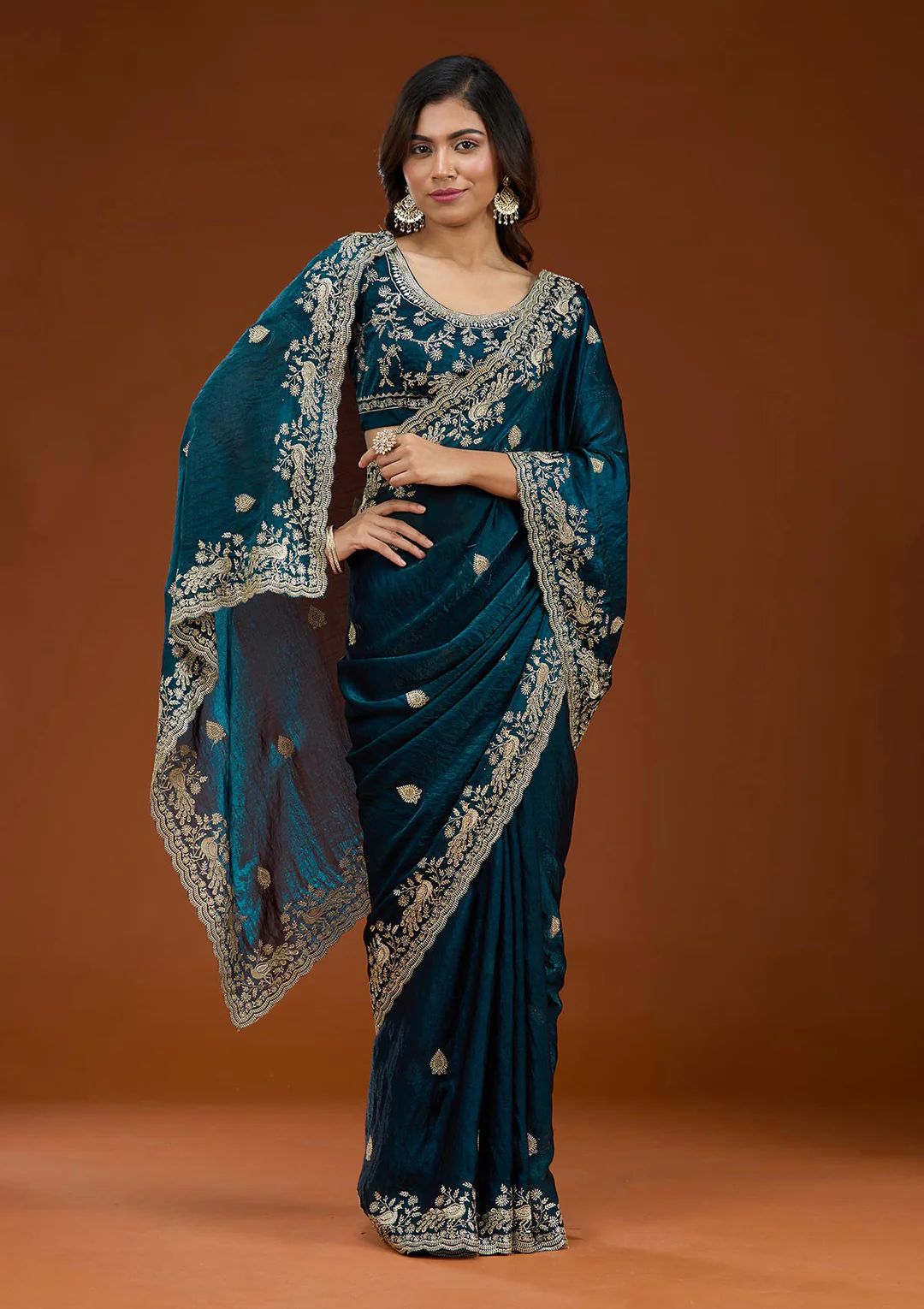 Premium Frendy Chiffon Sequin Embroidered Saree