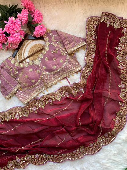 Soft Fendy Satin Saree with 3 mm Sequence Embroidered Border