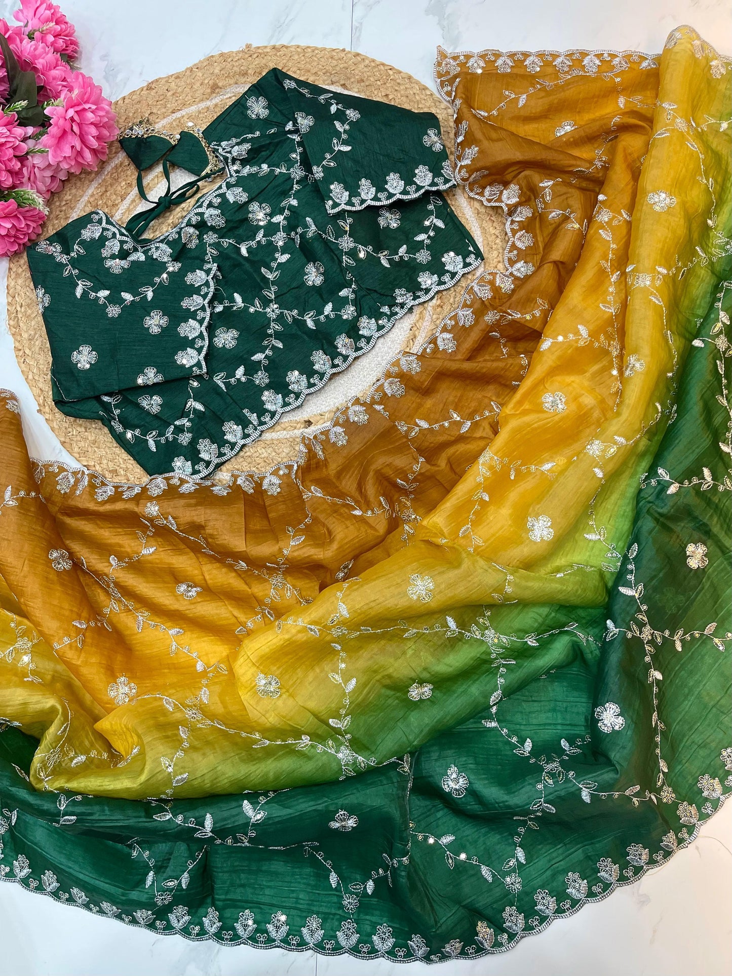 Luxurious Gold Crush Pedding Saree with 3 mm Sequence Embroidery Saree