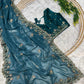 Premium Crunchy Silk Embroidered Saree with Designer Raw Silk Blouse