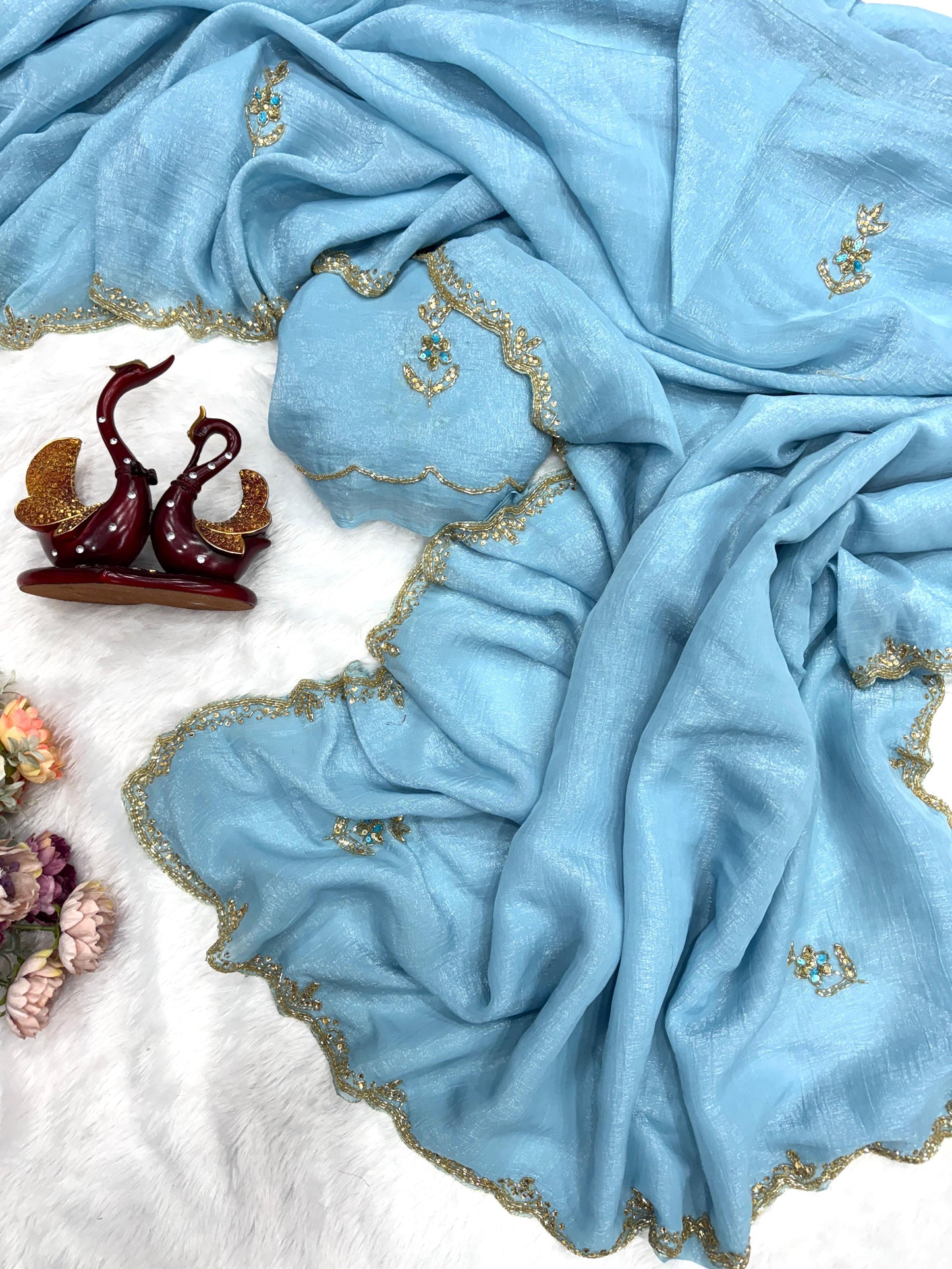 Premium Pixel Crush Saree with Katdana & Diamond Handwork