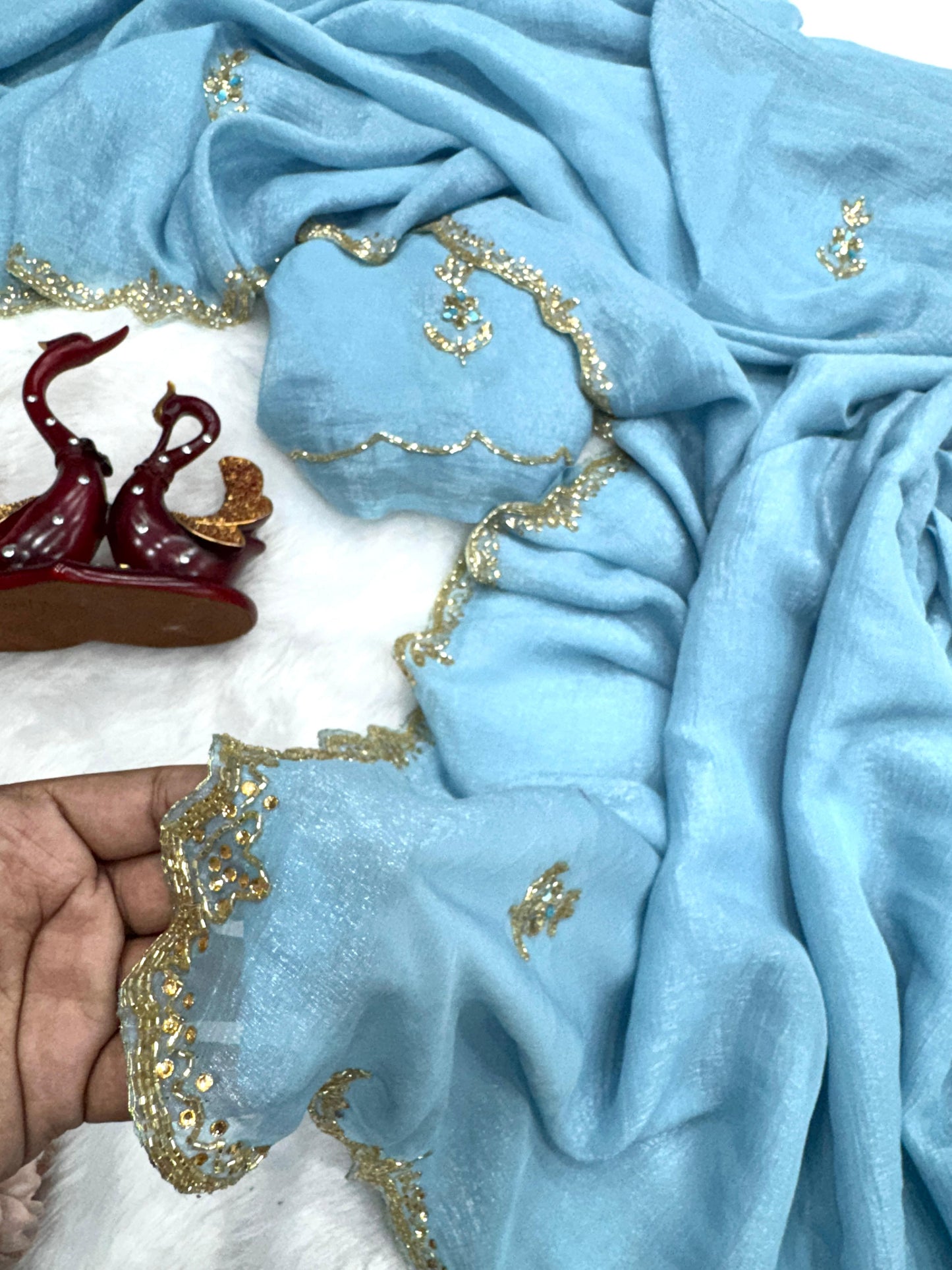 Premium Pixel Crush Saree with Katdana & Diamond Handwork