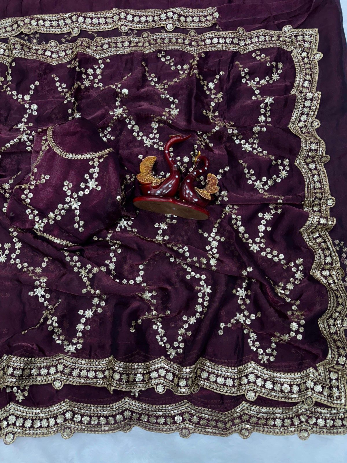 Premium Soft Space Silk Saree with Beautiful Sequins Embroidery