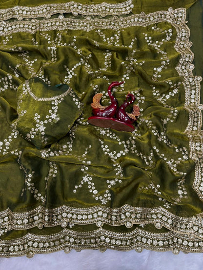 Premium Soft Space Silk Saree with Beautiful Sequins Embroidery
