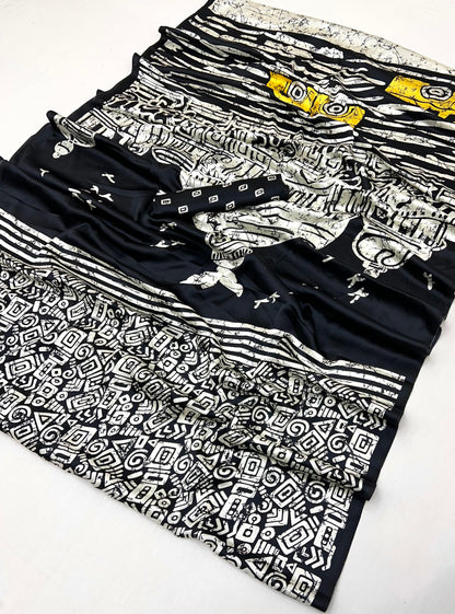 Premium Modal Satin Print Saree Soft Luxury Drape