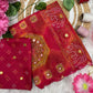 Premium Pure Tabby Silk Digital Print Saree with Gota Handwork