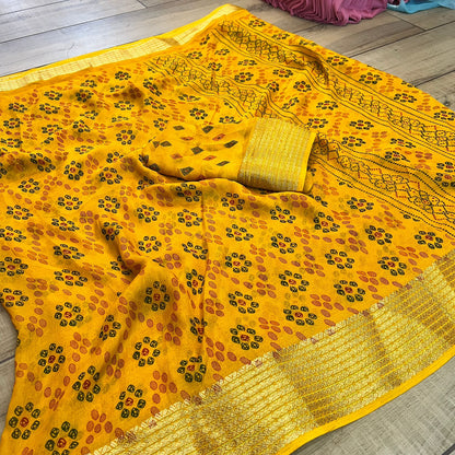 Premium Mash Mello Printed Saree with Matching Blouse