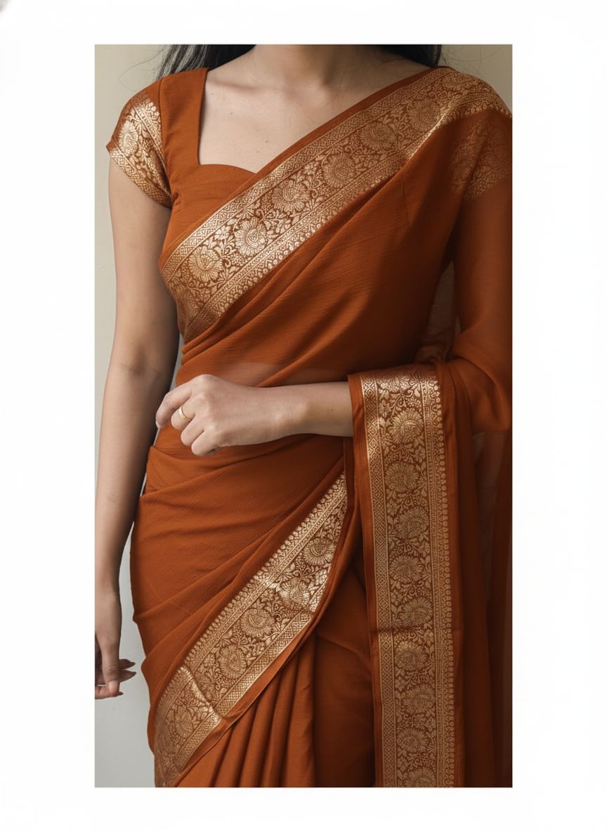 Premium Viscose Crepe Georgette Saree with Running Blouse
